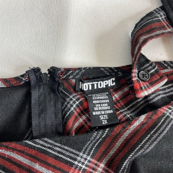 Hot Topic Womens Plaid Skirtall Size 2X Black Red Academia School Girl Mini - Picture 6 of 9